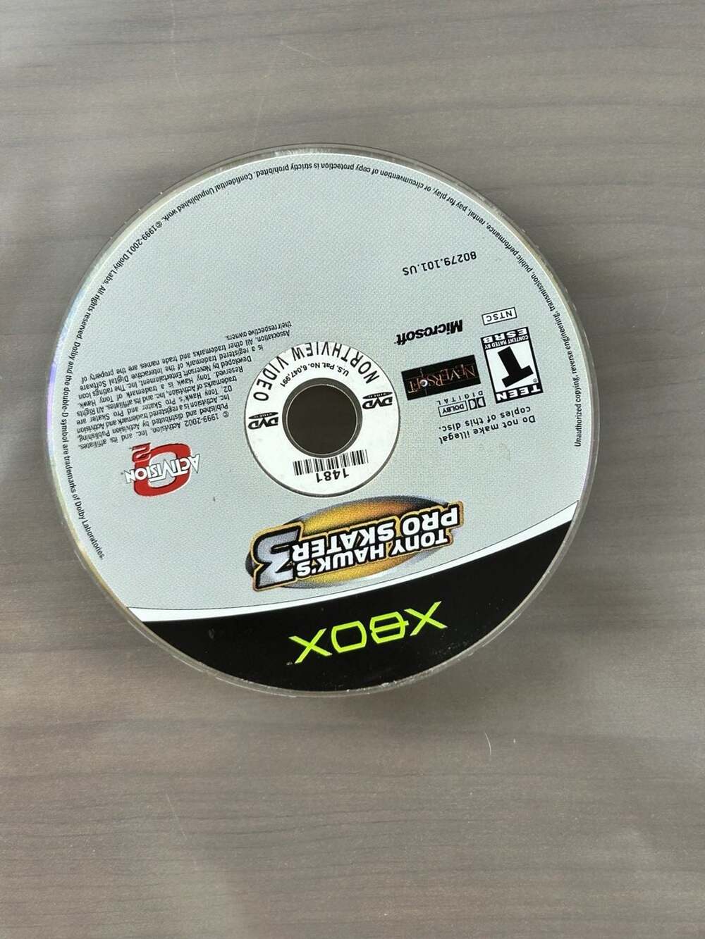 Tony Hawk’s Pro Skater 3 Original Xbox 2001 Disc Only Activision Untested